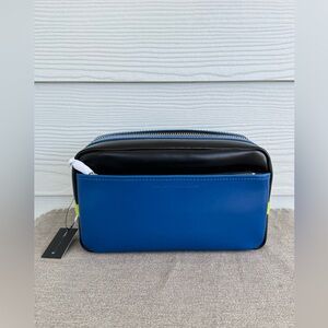 Marc by Marc Jacobs Leather Toiletry Bag Travel Dopp Kit Black Blue Green $188